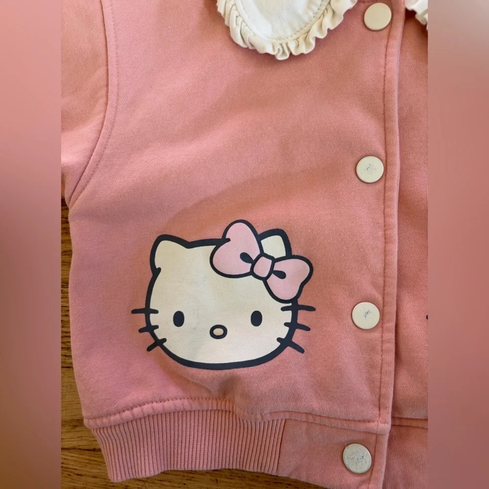 Hello kitty Peter Pan collar ruffle cardigan jacket pink size 3/4 H&M
